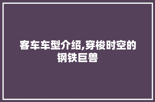 客车车型介绍,穿梭时空的钢铁巨兽