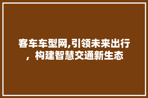 客车车型网,引领未来出行，构建智慧交通新生态