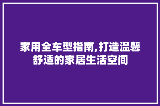家用全车型指南,打造温馨舒适的家居生活空间