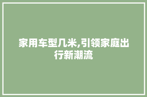 家用车型几米,引领家庭出行新潮流