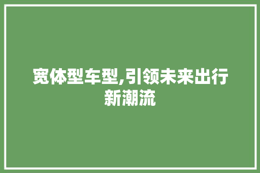宽体型车型,引领未来出行新潮流 发动机配件