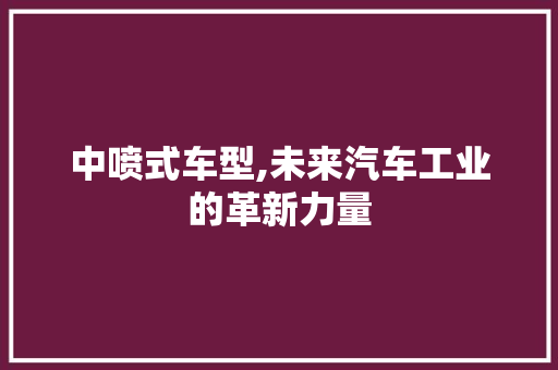 中喷式车型,未来汽车工业的革新力量 蓄电池配件