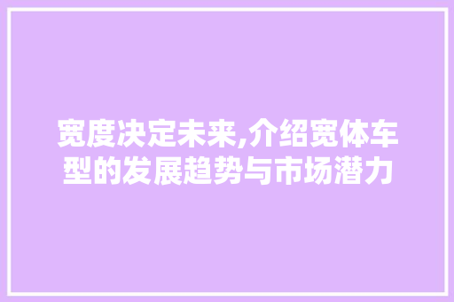 宽度决定未来,介绍宽体车型的发展趋势与市场潜力