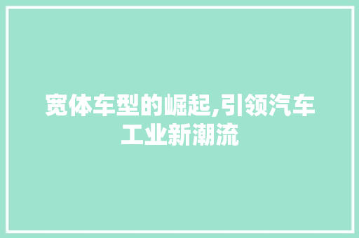 宽体车型的崛起,引领汽车工业新潮流