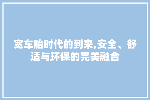 宽车胎时代的到来,安全、舒适与环保的完美融合