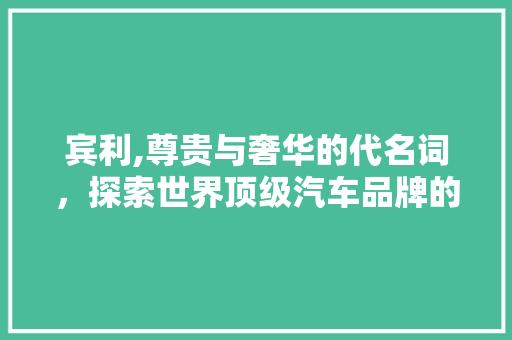 宾利,尊贵与奢华的代名词，探索世界顶级汽车品牌的奥秘