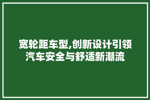 宽轮距车型,创新设计引领汽车安全与舒适新潮流