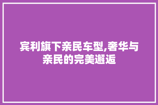 宾利旗下亲民车型,奢华与亲民的完美邂逅