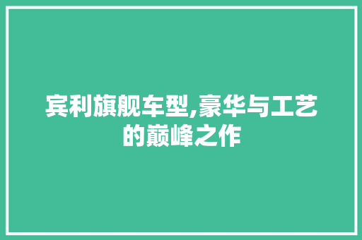 宾利旗舰车型,豪华与工艺的巅峰之作