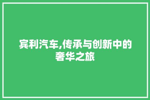 宾利汽车,传承与创新中的奢华之旅