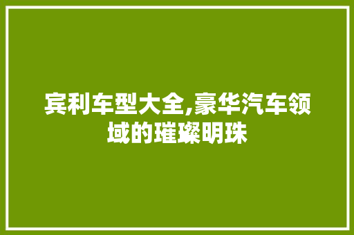 宾利车型大全,豪华汽车领域的璀璨明珠
