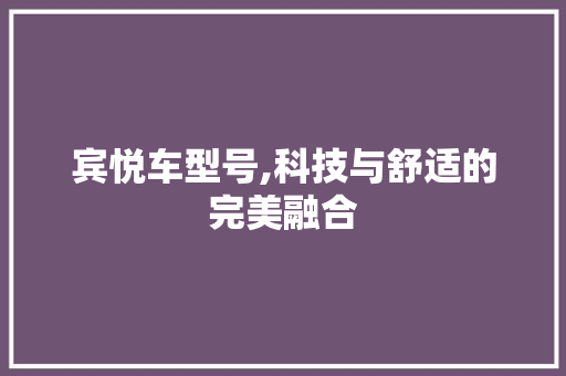 宾悦车型号,科技与舒适的完美融合