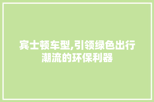 宾士顿车型,引领绿色出行潮流的环保利器