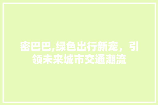 密巴巴,绿色出行新宠，引领未来城市交通潮流