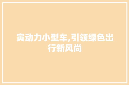 寅动力小型车,引领绿色出行新风尚