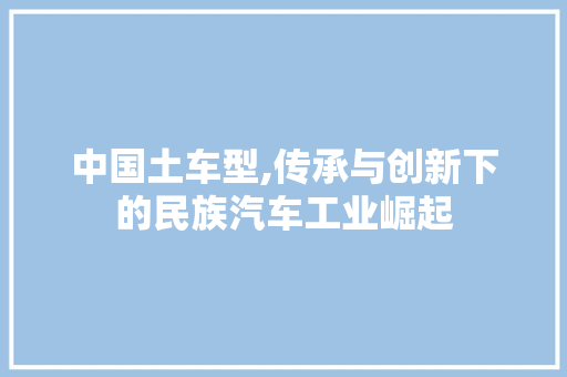 中国土车型,传承与创新下的民族汽车工业崛起 底盘配件