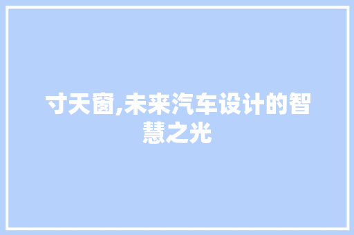 寸天窗,未来汽车设计的智慧之光