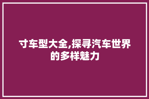 寸车型大全,探寻汽车世界的多样魅力