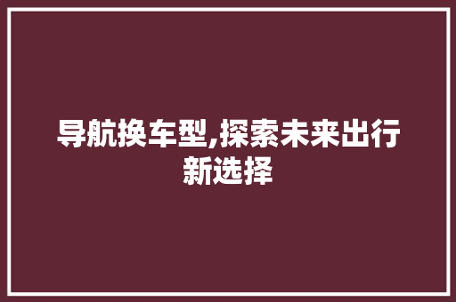 导航换车型,探索未来出行新选择