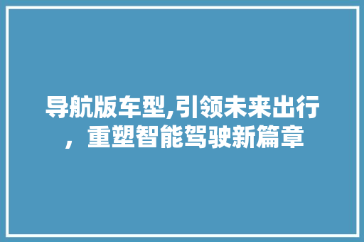 导航版车型,引领未来出行，重塑智能驾驶新篇章