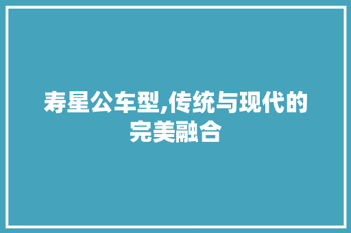 寿星公车型,传统与现代的完美融合
