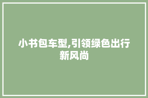 小书包车型,引领绿色出行新风尚