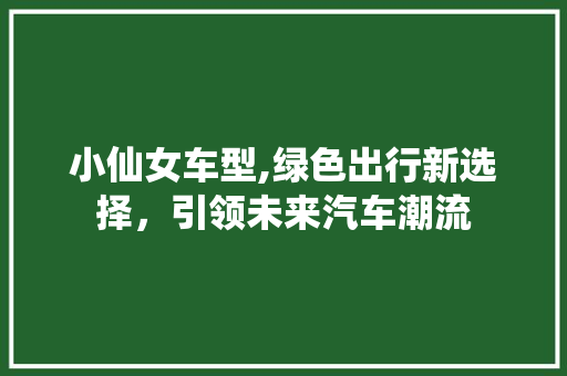 小仙女车型,绿色出行新选择，引领未来汽车潮流