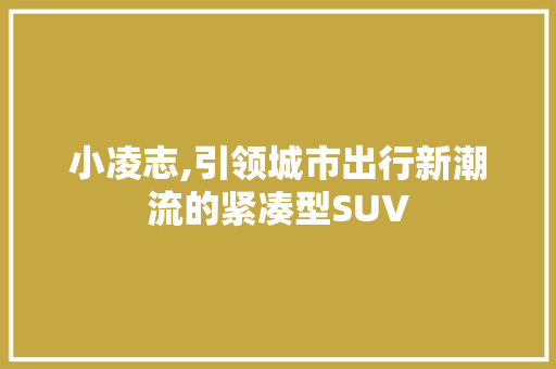 小凌志,引领城市出行新潮流的紧凑型SUV