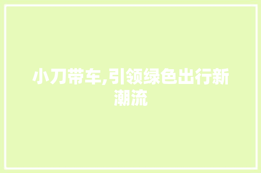 小刀带车,引领绿色出行新潮流