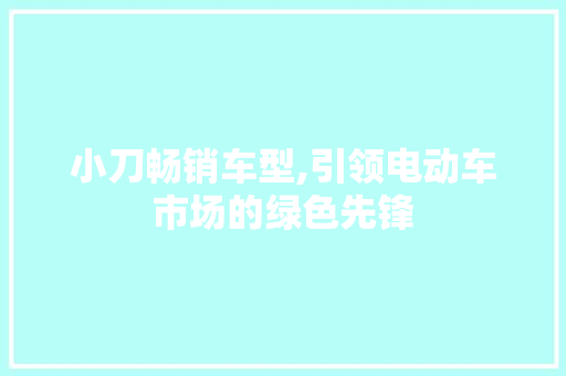 小刀畅销车型,引领电动车市场的绿色先锋