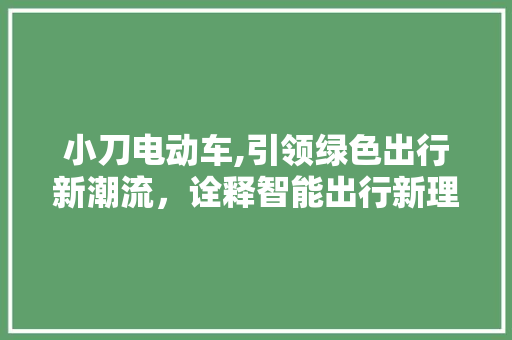 小刀电动车,引领绿色出行新潮流，诠释智能出行新理念