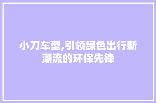 小刀车型,引领绿色出行新潮流的环保先锋