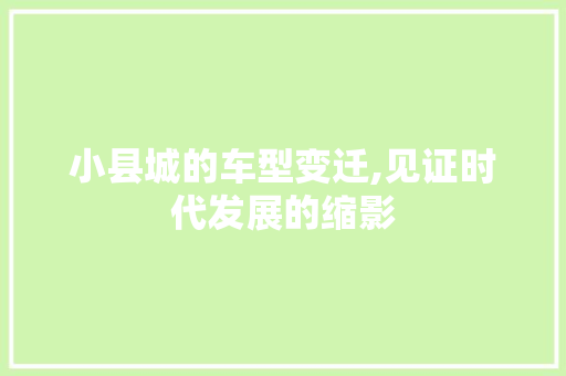 小县城的车型变迁,见证时代发展的缩影