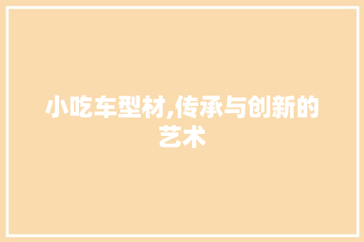 小吃车型材,传承与创新的艺术