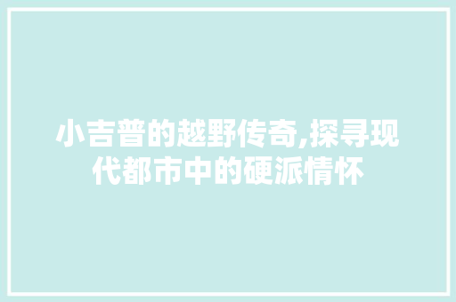 小吉普的越野传奇,探寻现代都市中的硬派情怀