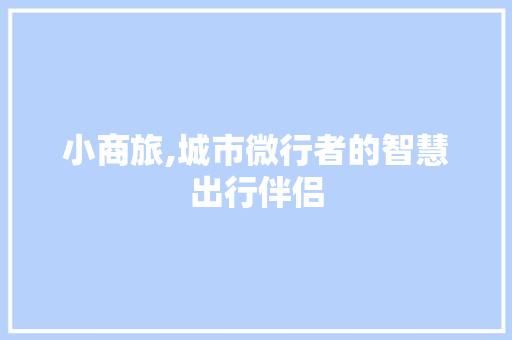 小商旅,城市微行者的智慧出行伴侣
