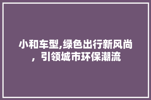小和车型,绿色出行新风尚，引领城市环保潮流
