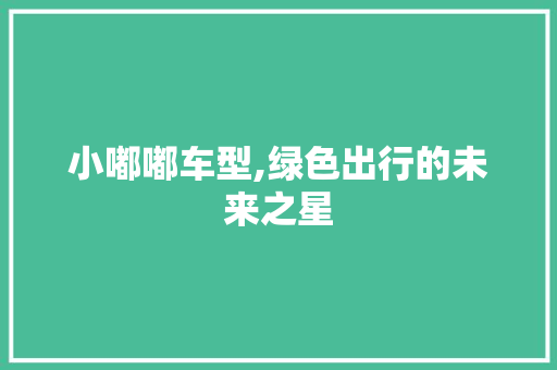 小嘟嘟车型,绿色出行的未来之星