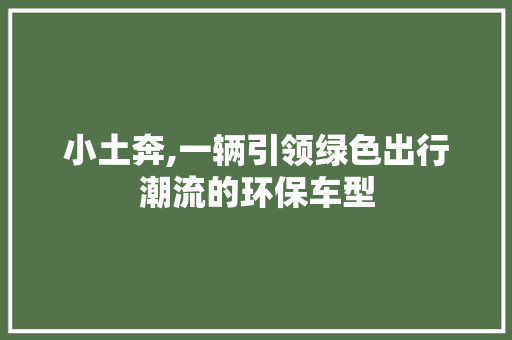小土奔,一辆引领绿色出行潮流的环保车型