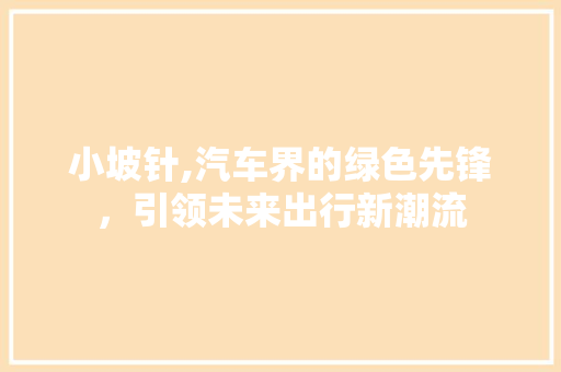 小坡针,汽车界的绿色先锋，引领未来出行新潮流
