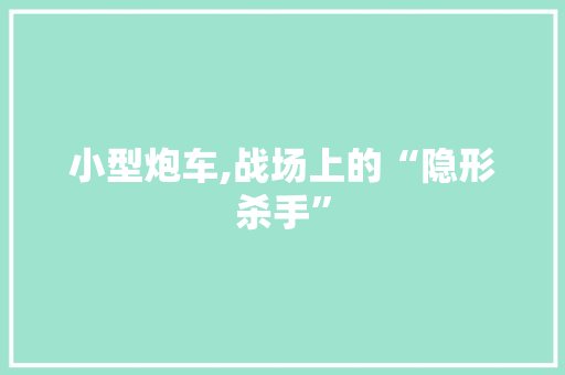 小型炮车,战场上的“隐形杀手”