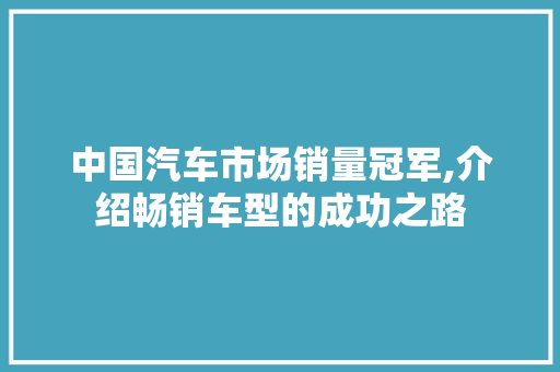 中国汽车市场销量冠军,介绍畅销车型的成功之路 发动机配件