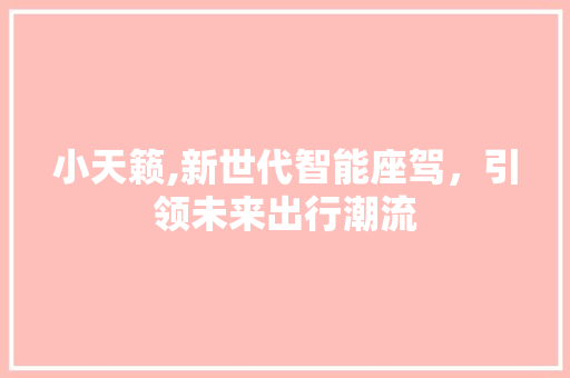 小天籁,新世代智能座驾，引领未来出行潮流