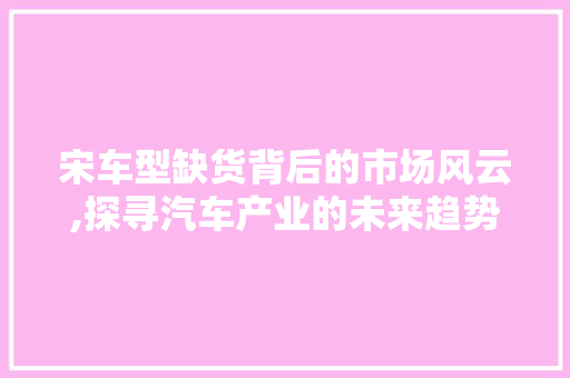宋车型缺货背后的市场风云,探寻汽车产业的未来趋势