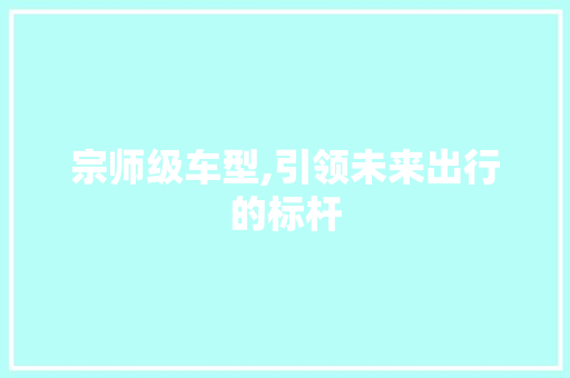 宗师级车型,引领未来出行的标杆