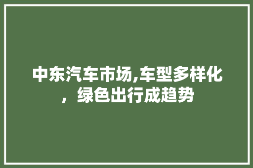 中东汽车市场,车型多样化，绿色出行成趋势 变速箱配件