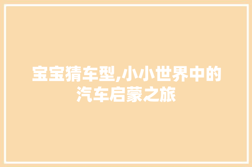 宝宝猜车型,小小世界中的汽车启蒙之旅