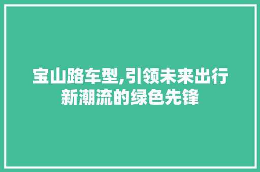 宝山路车型,引领未来出行新潮流的绿色先锋 汽车配件