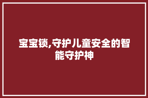 宝宝锁,守护儿童安全的智能守护神