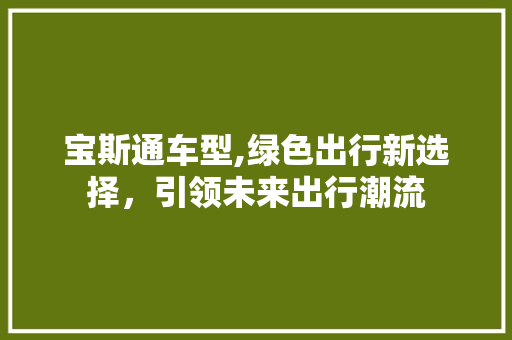 宝斯通车型,绿色出行新选择，引领未来出行潮流